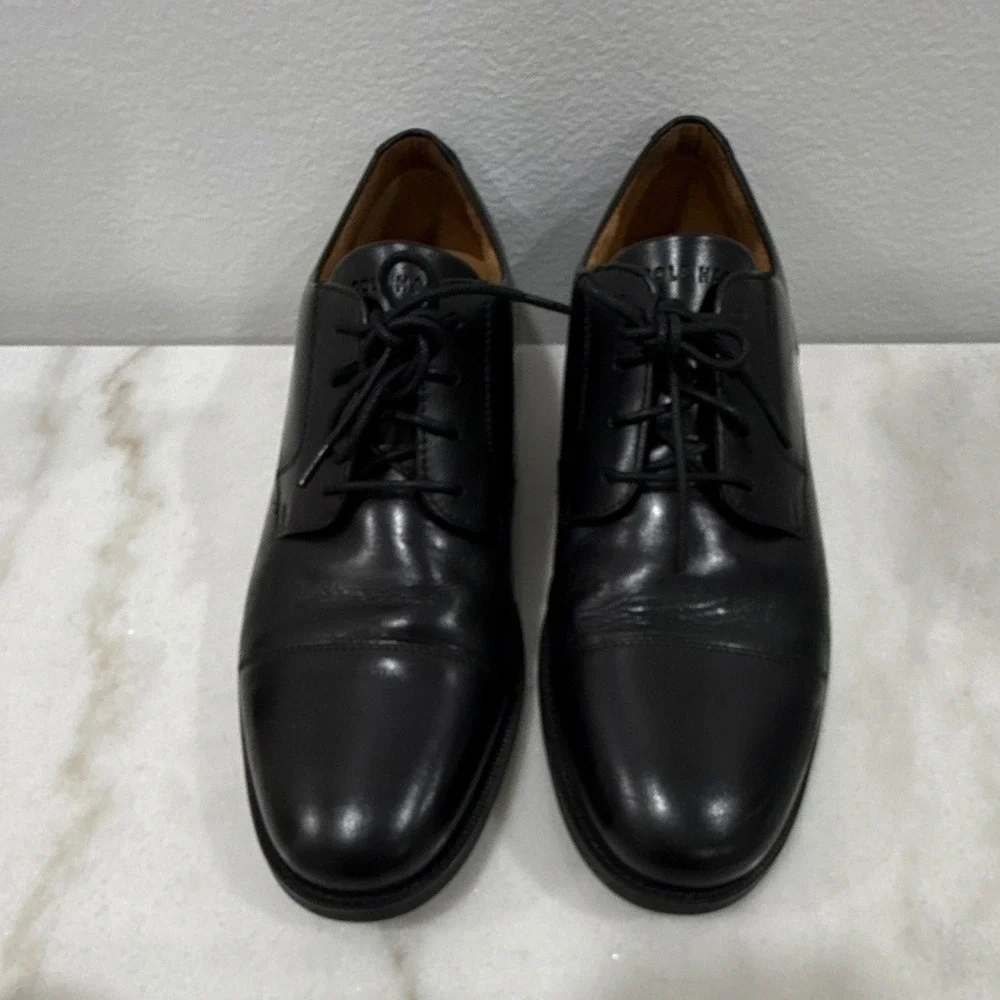 Cole Haan Black Leather Cap Toe Oxford Dress Shoes Lace Up Round Toe 10.5 M